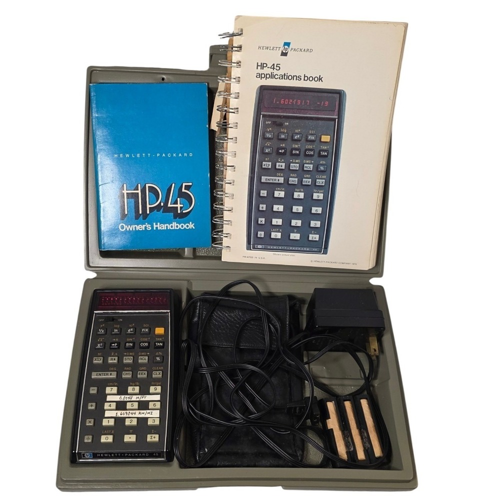 Vintage Hewlett Packard HP-45 Scientific Calculator Complete Set w Manuals USA